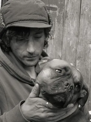 Man And Dog Monochrome Tonal Contrast Wallpaper