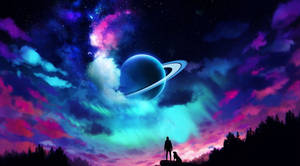Man And Dog Under Anime Planet Wallpaper