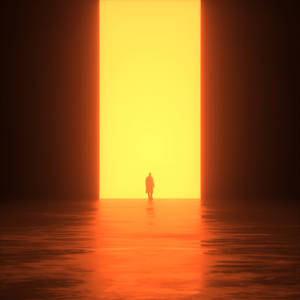 Man Entering Sun-like Portal Wallpaper