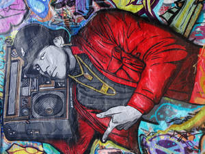 Man In Red Leather Jacket Painting Wallpaper