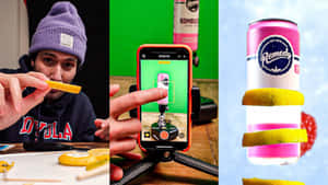 Man Making Product Commercial Using Iphone Wallpaper