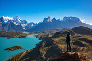 Man On Torres Del Paine National Park Wallpaper
