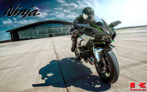 Man Riding Kawasaki H2r Wallpaper