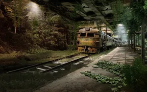 Man Sitting On A Train Overlooking Hills Wallpaper