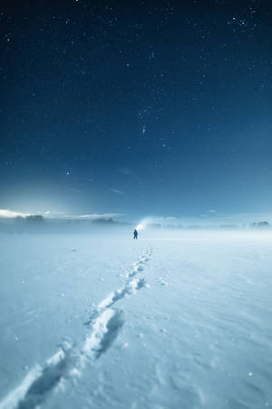 Man Walking In Finland Snow Wallpaper