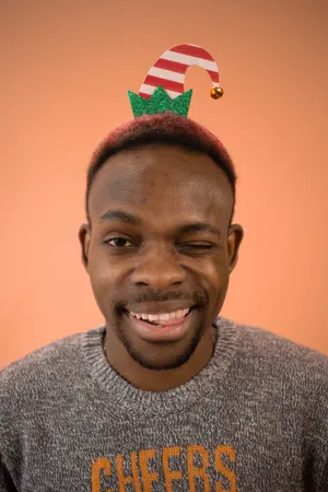 Man Wearing Elf Hat Funny Christmas Wallpaper