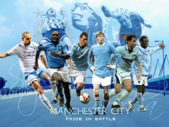 Manchester City Fc Players Blue Desktop Wallpaper