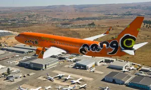 Mango Airlines Plane Over Airport Wallpaper