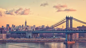 Manhattan Bridge Sunset New York Computer Wallpaper
