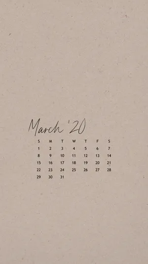 March Calendar In Brown Shade Wallpaper