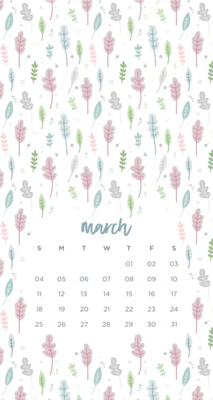 March Calendar In Portrait Wallpaper