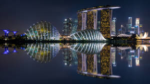Marina Bay Sands Night Reflection Wallpaper
