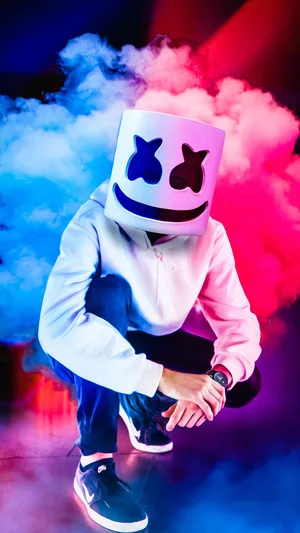 Marshmallow Dj Blue And Red Smoke Wallpaper