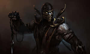 Martial Artist Scorpion Faces Off Against His Enemies In Mortal Kombat Wallpaper