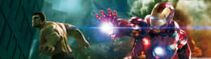 Marvel Hulk And Ironman Cool Dual Monitor Wallpaper