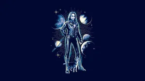 Marvel Minimalist Captain Marvel Posing Wallpaper