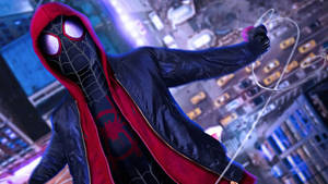 Marvel’s Spider-man Swings Into The Film Spider-verse Wallpaper