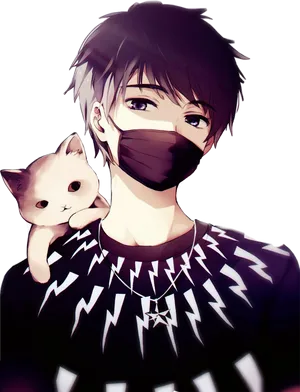 Mask Boy Kpop Anime With Cat Wallpaper