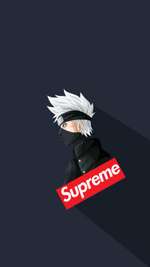 Masked Kakashi Hatake Supreme Logo Wallpaper