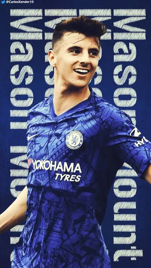 Mason Mount With Blue Backdrop Wallpaper