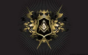 Masonic Emblem On Black Background Wallpaper