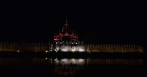Masonry Screens Of Mandalay Palace At Night Wallpaper