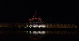 Masonry Screens Of Mandalay Palace At Night Wallpaper