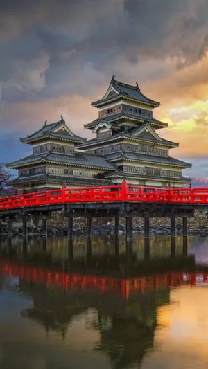 Matsumoto Castle Sunset Reflection Wallpaper
