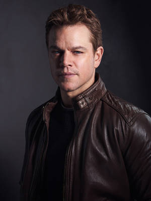 Matt Damon In Brown Leather Jacket Wallpaper