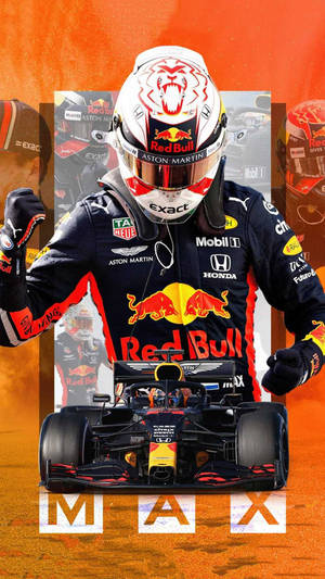 Max Verstappen Racing In His Signature Red Bull Car Wallpaper