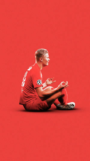 Meditating Erling Haaland Red Bull Player Wallpaper