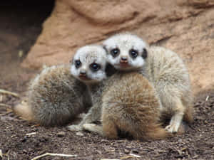 Meerkat Pups Cuddling Together Wallpaper