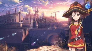 Megumin Basking In A Beautiful Silhouette Of Sunlight Wallpaper