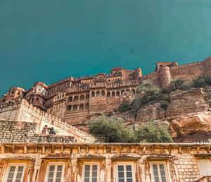 Mehrangarh Fort Cliff Trees Wallpaper