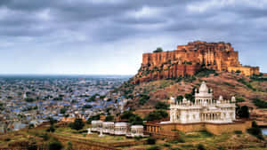 Mehrangarh Fort Cloudy Skies Jodhpur Wallpaper