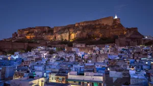 Mehrangarh Fort Night Blue Glow Wallpaper