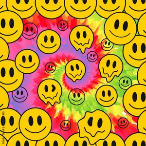 Melting Hippie Smile Emoji Art Wallpaper