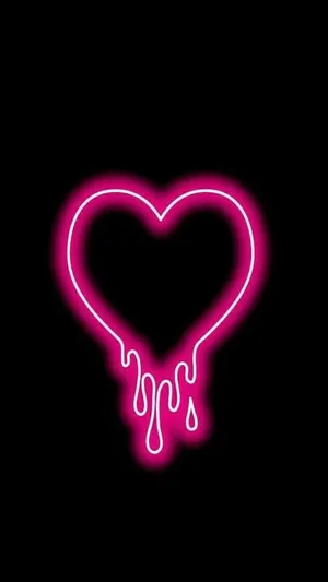 Melting Pink Neon Heart Light Wallpaper