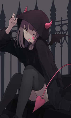 Menhera Chan With Red Eyes And Sailor Outfit In A Dark Theme Wallpaper