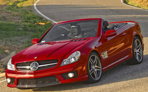 Mercedes Sl 63 Amg Red Convertible Slanted Wallpaper