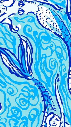 Mermaids In Blue And White Wallpaper