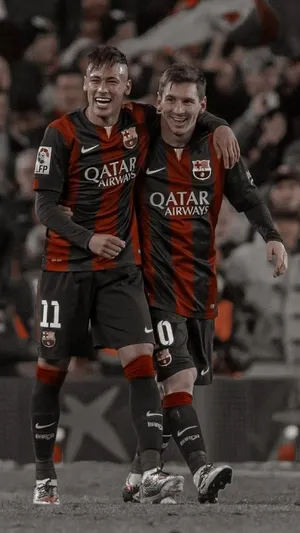 Messi And Neymar-titans Of The Soccer Field Wallpaper