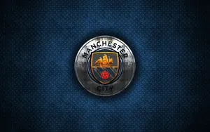 Metallic Blue Manchester City Logo Wallpaper