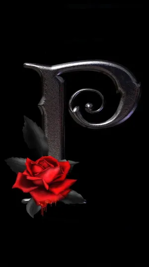Metallic P Letter With Rose Wallpaper
