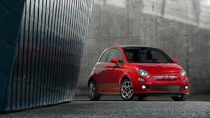 Metallic Red Fiat 500 Car Wallpaper