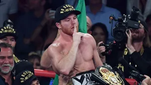 Mexican Boxing Champion Saul Canelo Alvarez Indicating Silence Wallpaper