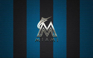 Miami Marlins Striped Mesh Background Wallpaper