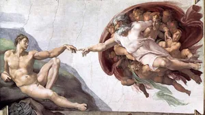 Michelangelo's Iconic Creation Of Adam, Currently Undergoing Restoration For Future Generations. Wallpaper