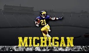 Michigan Football Player Running In The Stadium Wallpaper