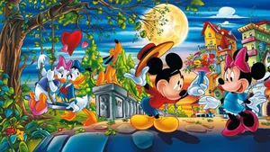 Mickey Mouse And Friends In A Painting Wallpaper